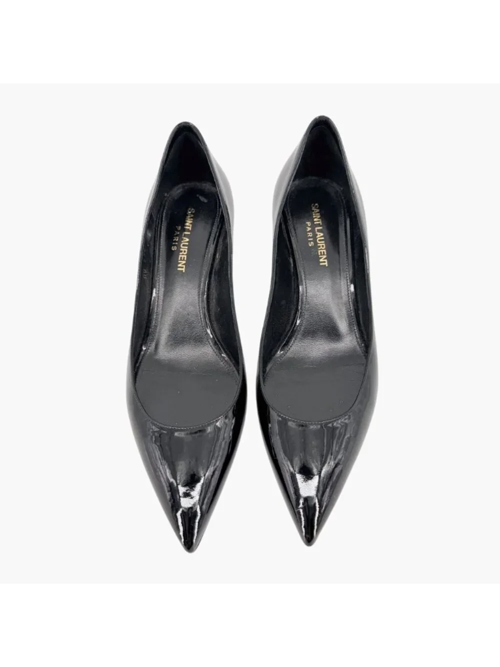 Saint Laurent Charlotte Pumps Heels Black Patent Size 39 US 9 Pointed Toe - Picture 2 of 15